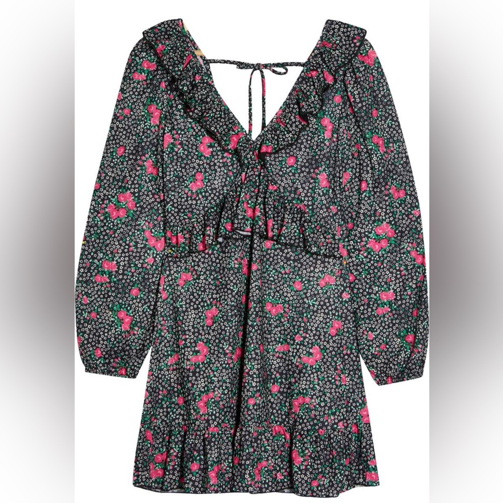 NWT Topshop Double-V Long Sleeve Jersey Mini Dress